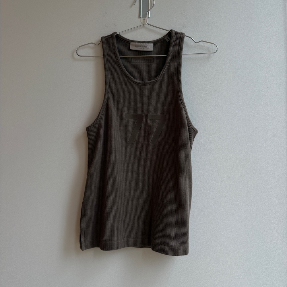 Fear of God Essentials Tank Top 'Wood' Number 77 Brown Racerback Ribbed Small - Picture 2 of 6